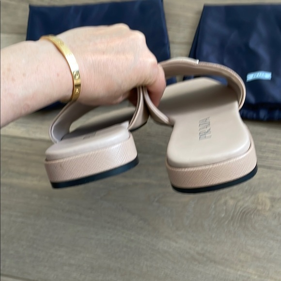 Prada Women's Pinky Tan Slide Sandals - Picture 6 of 10
